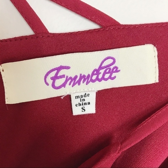 Emmelee beaded dark red tank cross straps hi-lo S - Picture 7 of 8
